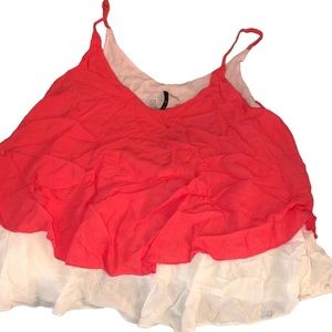 B JEWEL coral & white cropped camisole w/ adjustable straps no size tag med IMO
